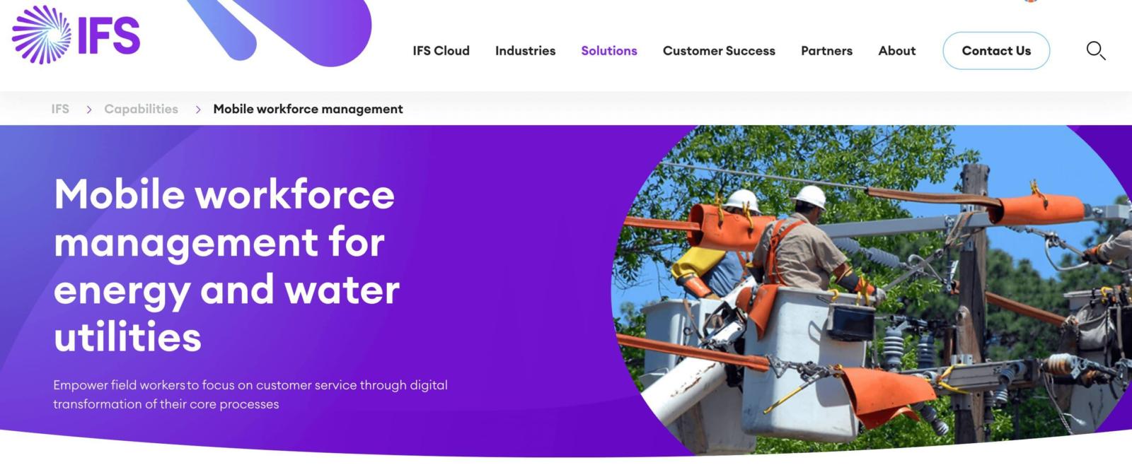 IFS is a mobile workforce management tool for energy and water utilities.