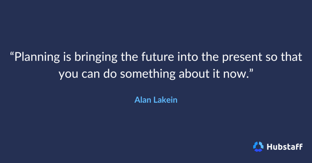 "Planning is bringing the future into the present so that you can do something about it now."

- Alan Lakein