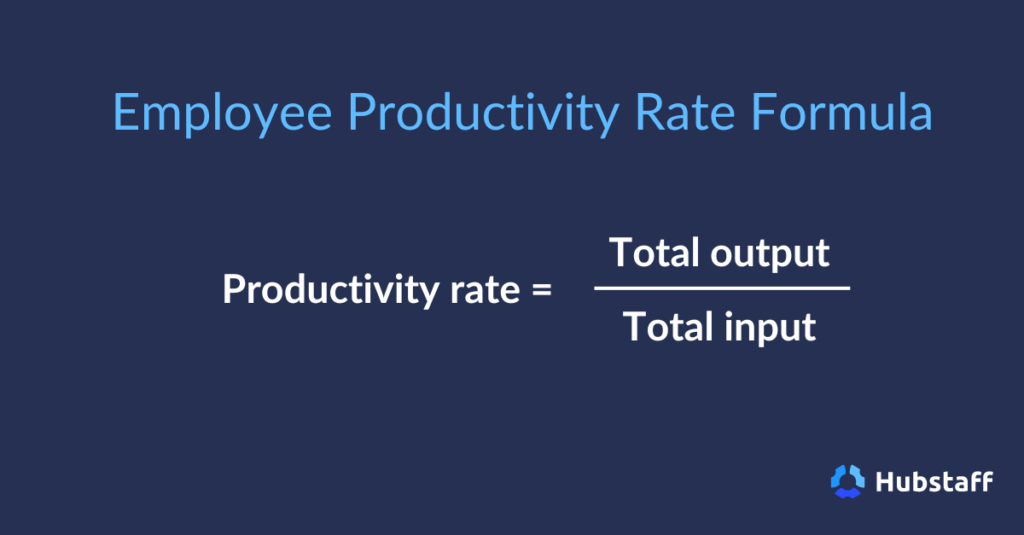 Productivity rate = Total output / Total input