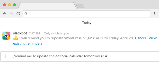 Creating a Slack reminder